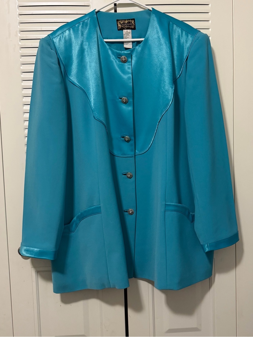 Vintage Champagne Italy Women Formal Jacket Turquoise Size 24